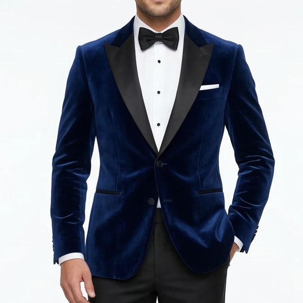 NWT Gino Vitale Tuxedo Blazer Men's 40R Blue Polyester Velvet Peak